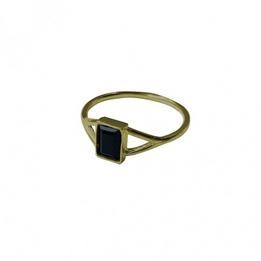 Overview image: Ring onyx facet brass 16.5
